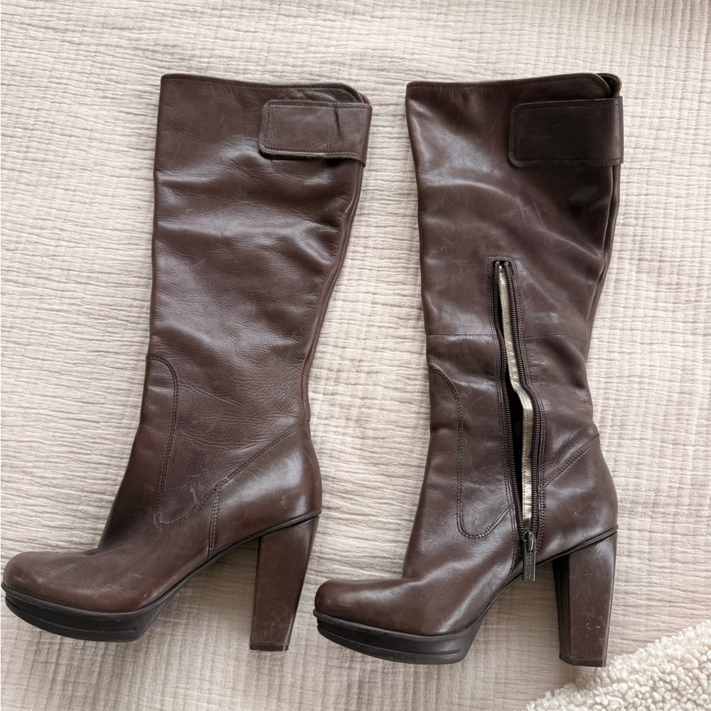 Brown Leather Knee-High Boots